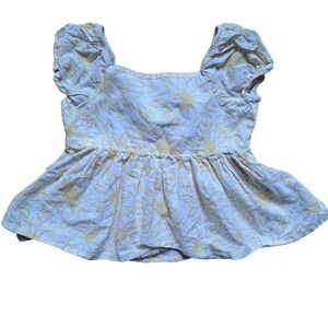 3/30$ Joie | White and Gold Peplum Blouse with Ruffled Cap Sleeves
